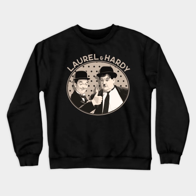 Laurel & Hardy - Give Me a Light (Sepia) Crewneck Sweatshirt by PlaidDesign